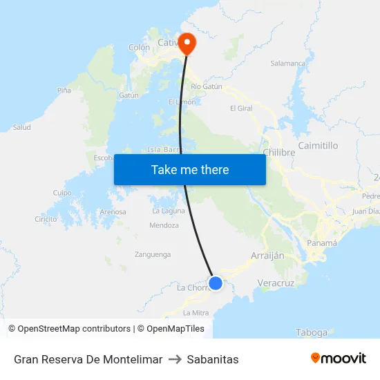 Gran Reserva De Montelimar to Sabanitas map