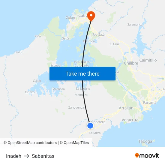 Inadeh to Sabanitas map
