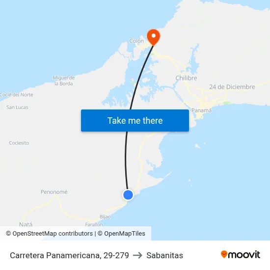 Carretera Panamericana, 29-279 to Sabanitas map