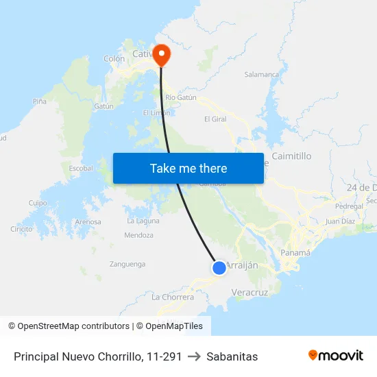 Principal Nuevo Chorrillo, 11-291 to Sabanitas map