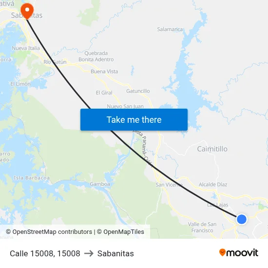 Calle 15008, 15008 to Sabanitas map