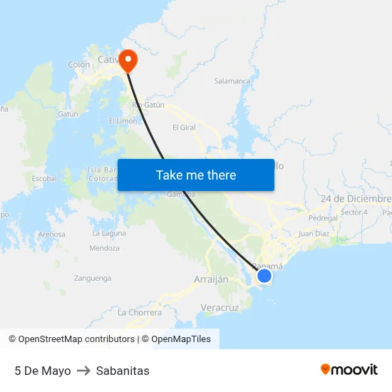 5 De Mayo to Sabanitas map