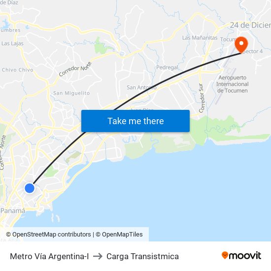 Metro Vía Argentina-I to Carga Transistmica map