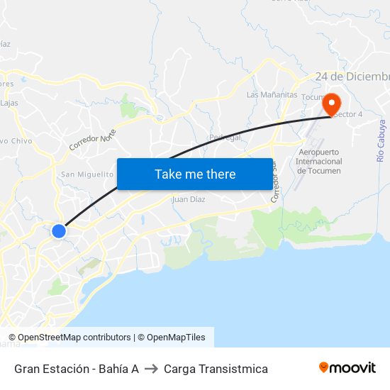 Gran Estación - Bahía A to Carga Transistmica map