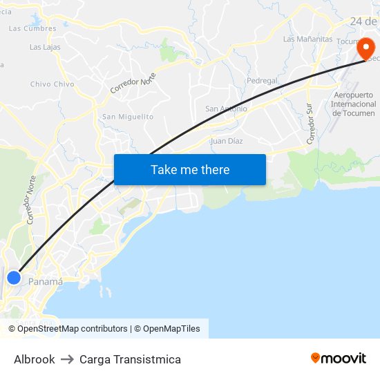 Albrook to Carga Transistmica map