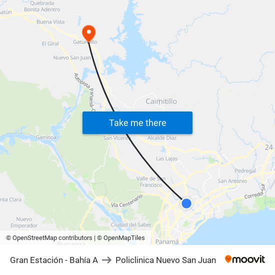 Gran Estación - Bahía A to Policlinica Nuevo San Juan map