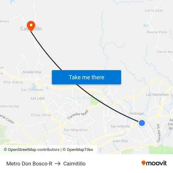 Metro Don Bosco-R to Caimitillo map