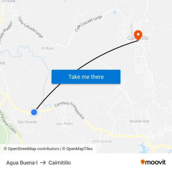 Agua Buena-I to Caimitillo map