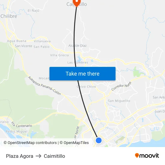 Plaza Agora to Caimitillo map