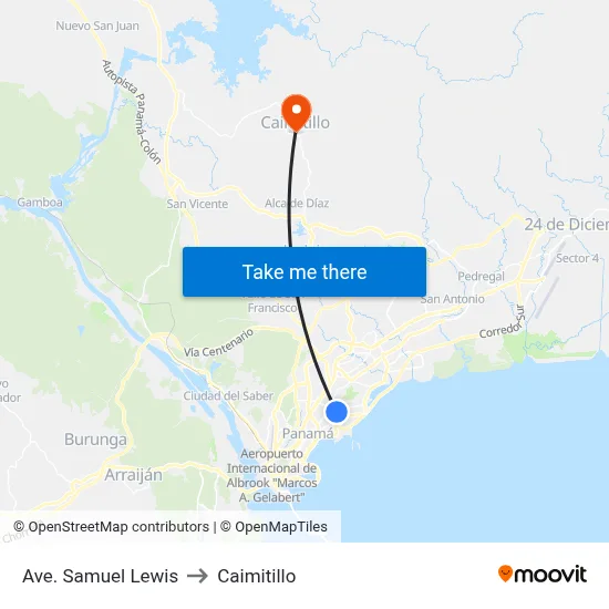 Ave. Samuel Lewis to Caimitillo map
