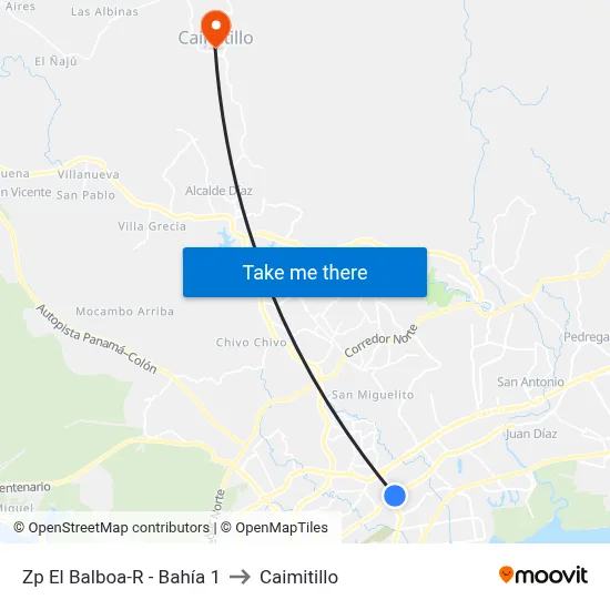 Zp El Balboa-R - Bahía 1 to Caimitillo map