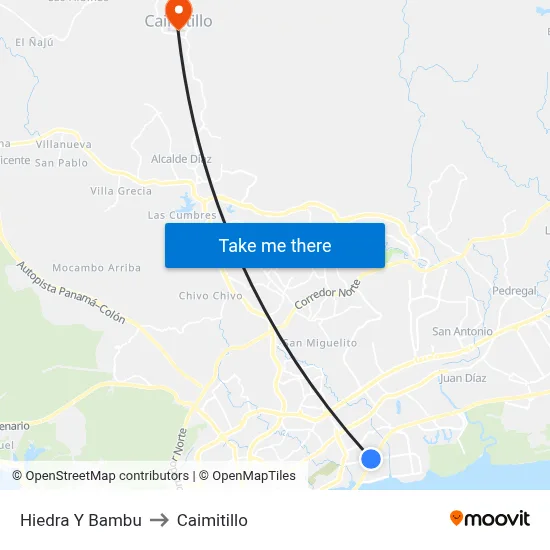 Hiedra Y Bambu to Caimitillo map