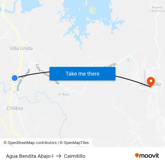 Agua Bendita Abajo-I to Caimitillo map