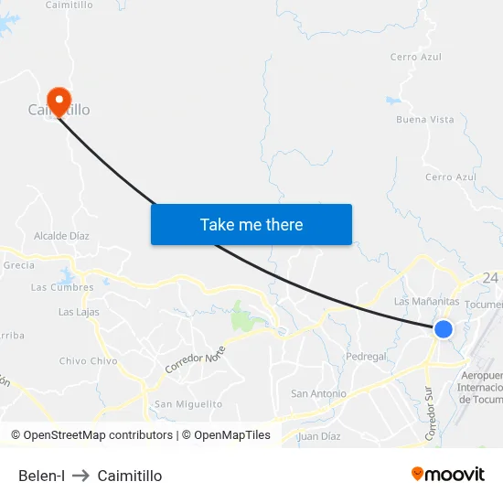 Belen-I to Caimitillo map