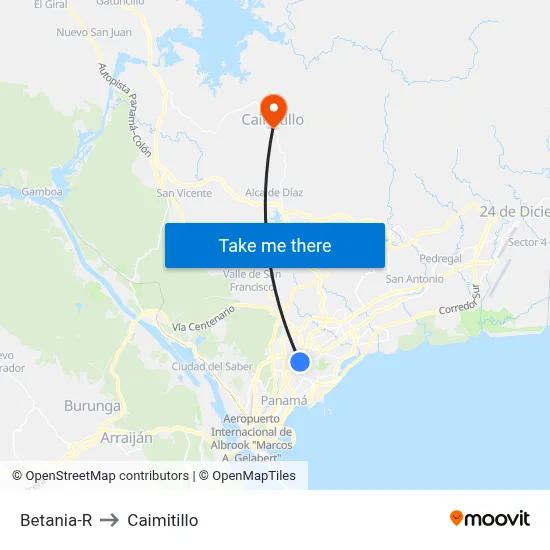 Betania-R to Caimitillo map