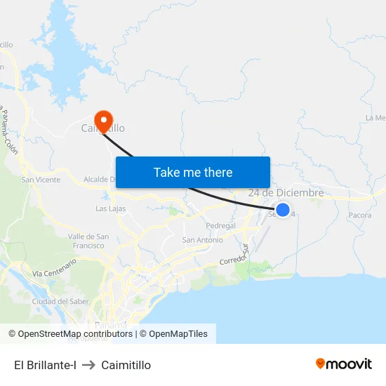 El Brillante-I to Caimitillo map