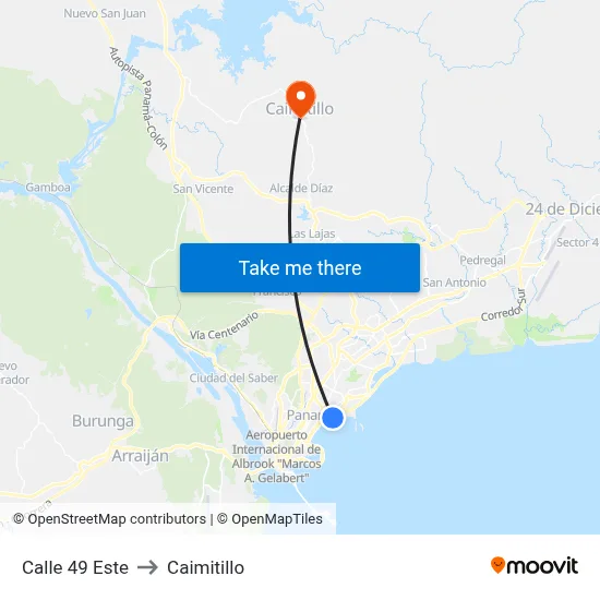 Calle 49 Este to Caimitillo map