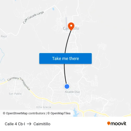Calle 4 Cb-I to Caimitillo map
