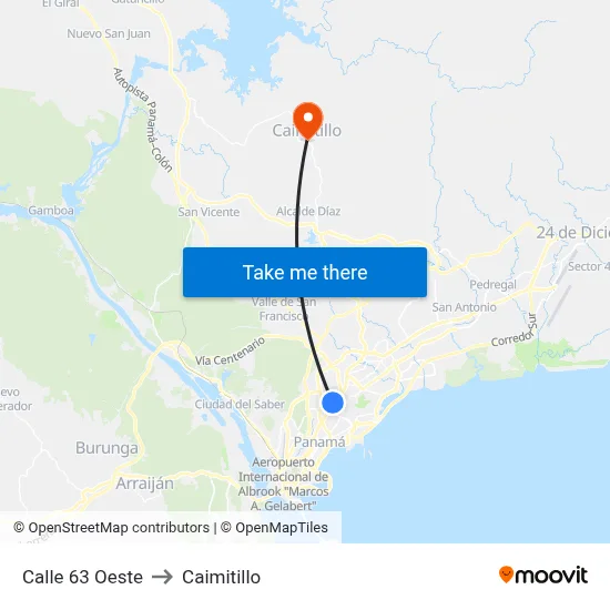 Calle 63 Oeste to Caimitillo map