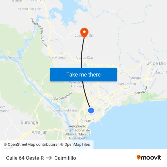 Calle 64 Oeste-R to Caimitillo map