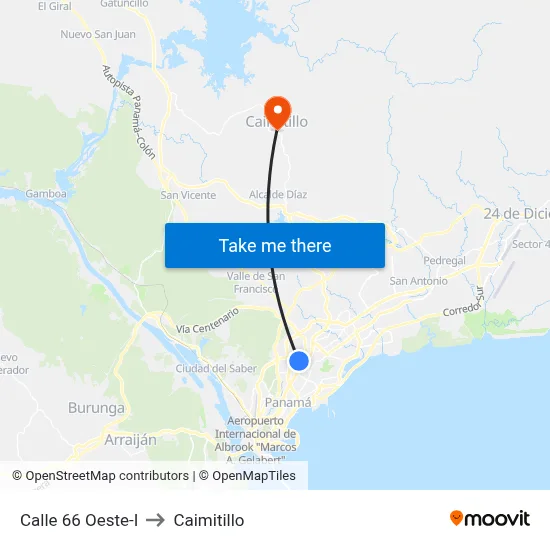 Calle 66 Oeste-I to Caimitillo map