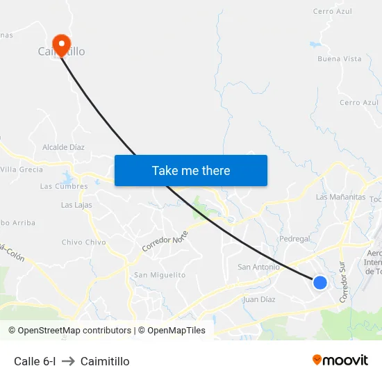 Calle 6-I to Caimitillo map
