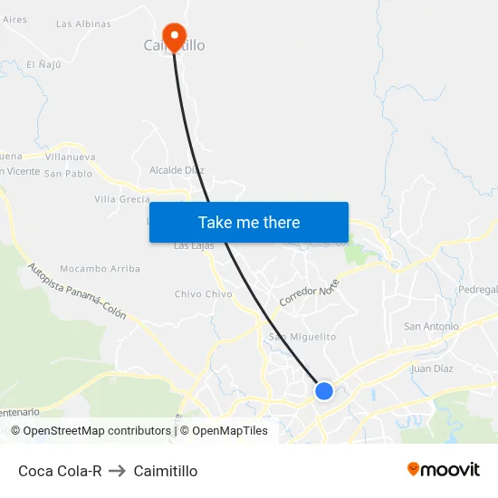 Coca Cola-R to Caimitillo map