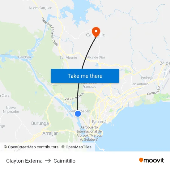 Clayton Externa to Caimitillo map