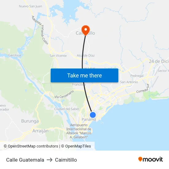 Calle Guatemala to Caimitillo map