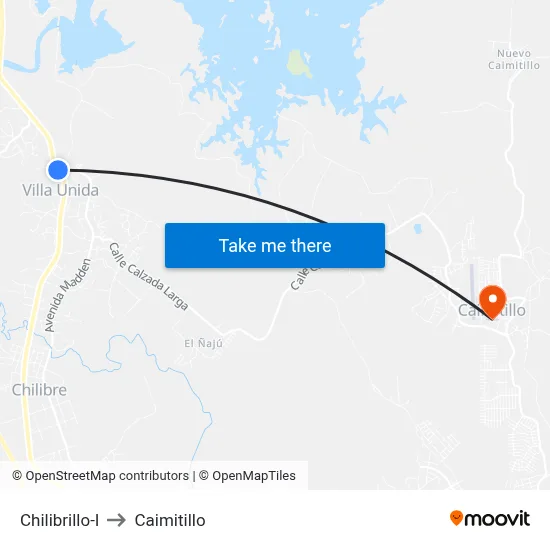 Chilibrillo-I to Caimitillo map