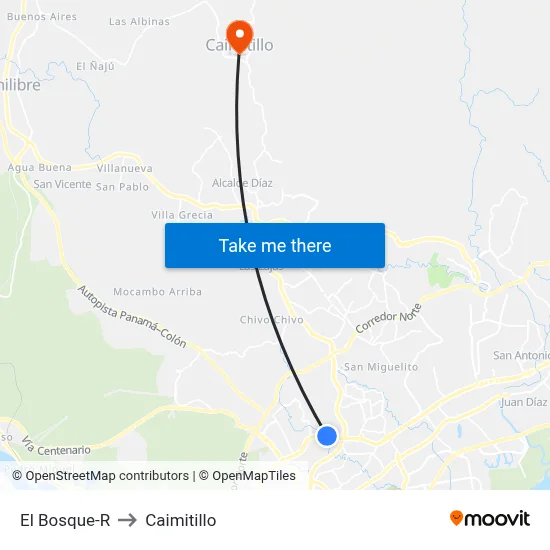 El Bosque-R to Caimitillo map