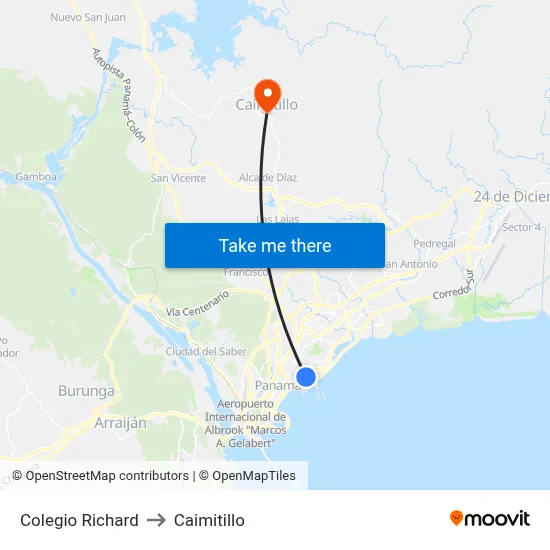 Colegio Richard to Caimitillo map