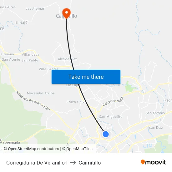 Corregiduria De Veranillo-I to Caimitillo map