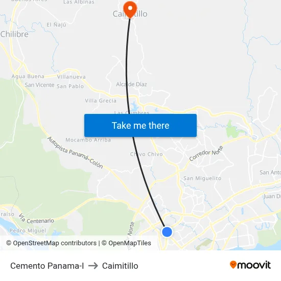 Cemento Panama-I to Caimitillo map