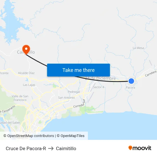 Cruce De Pacora-R to Caimitillo map