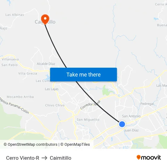 Cerro Viento-R to Caimitillo map