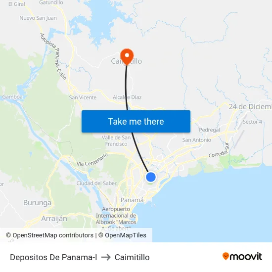 Depositos De Panama-I to Caimitillo map