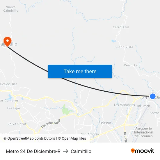 Metro 24 De Diciembre-R to Caimitillo map