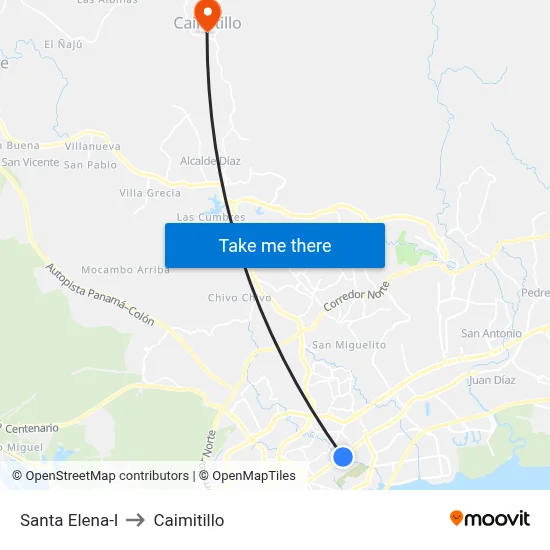 Santa Elena-I to Caimitillo map