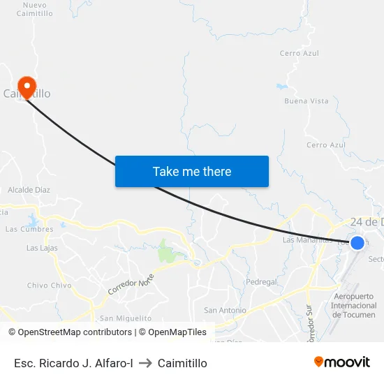 Esc. Ricardo J. Alfaro-I to Caimitillo map