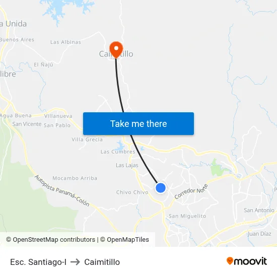 Esc. Santiago-I to Caimitillo map