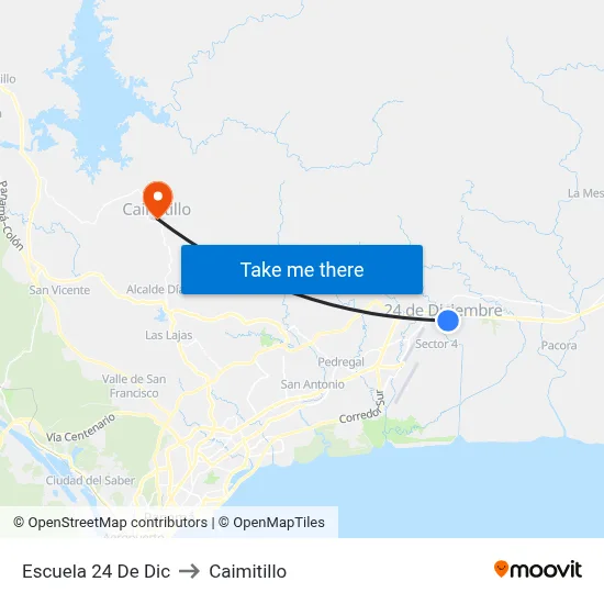 Escuela 24 De Dic to Caimitillo map