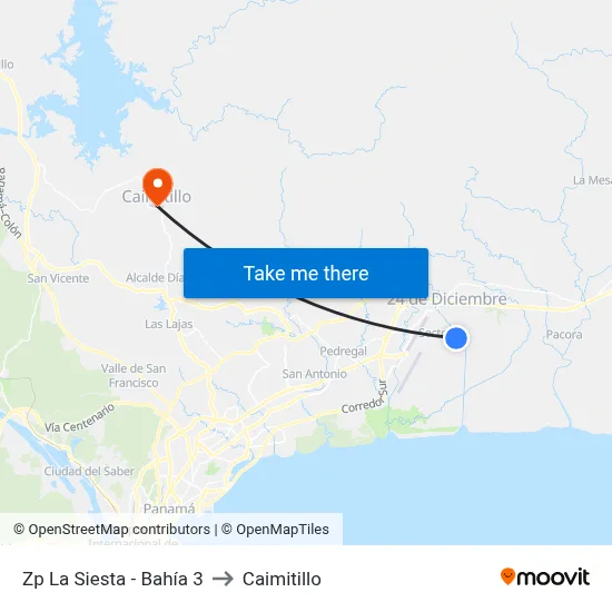 Zp La Siesta - Bahía 3 to Caimitillo map