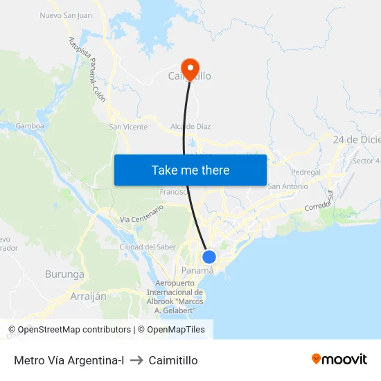 Metro Vía Argentina-I to Caimitillo map