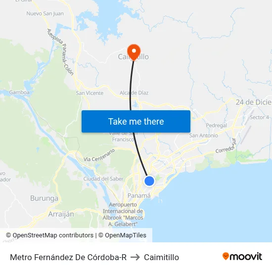 Metro Fernández De Córdoba-R to Caimitillo map
