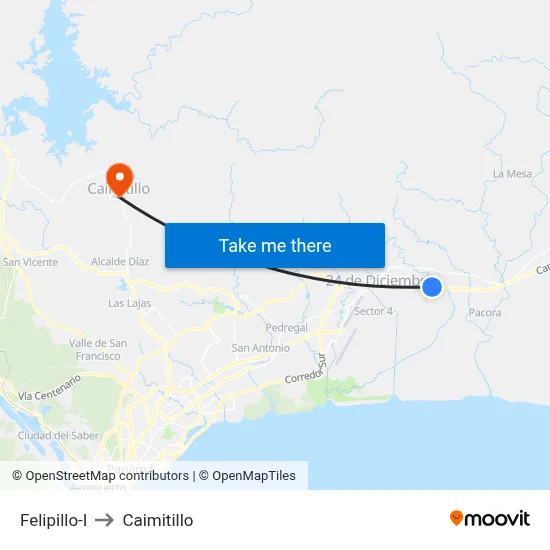 Felipillo-I to Caimitillo map
