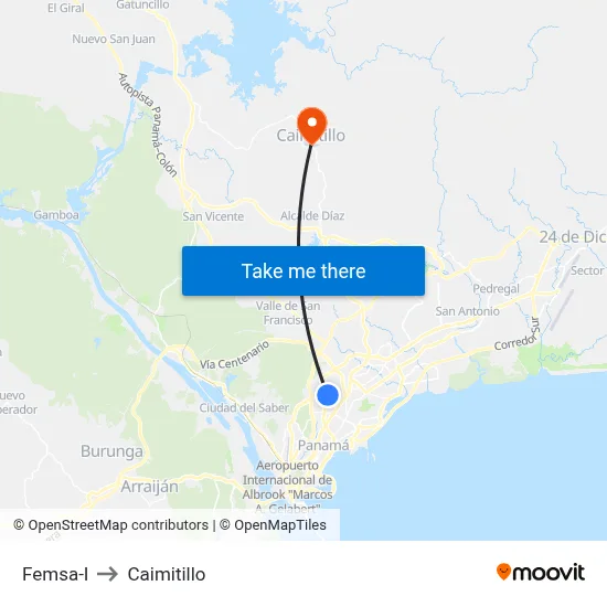 Femsa-I to Caimitillo map