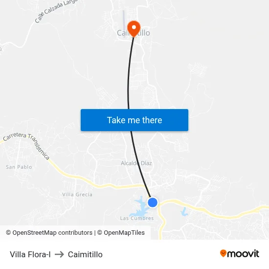 Villa Flora-I to Caimitillo map