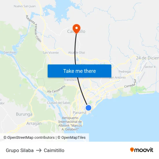 Grupo Silaba to Caimitillo map