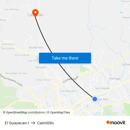 El Guayacan-I to Caimitillo map